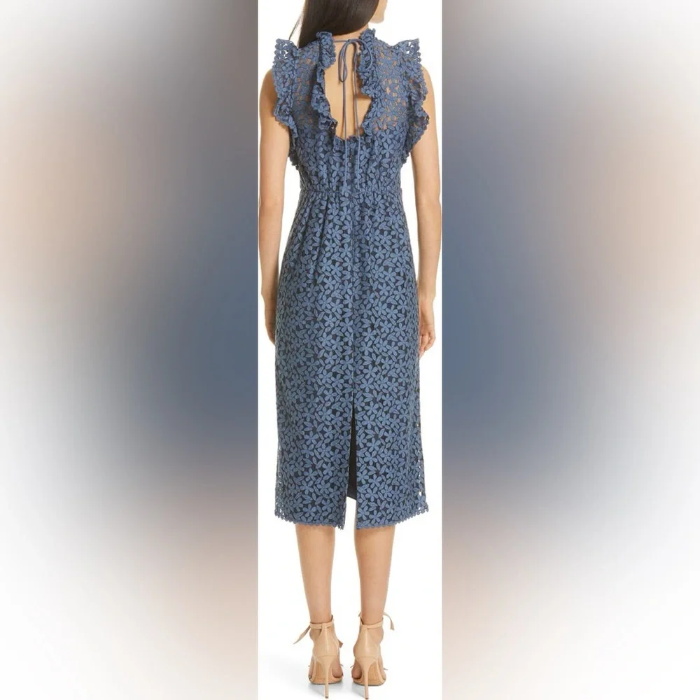 Kate Spade Blue‎ Halter Flutter Sleeve Midi Dress